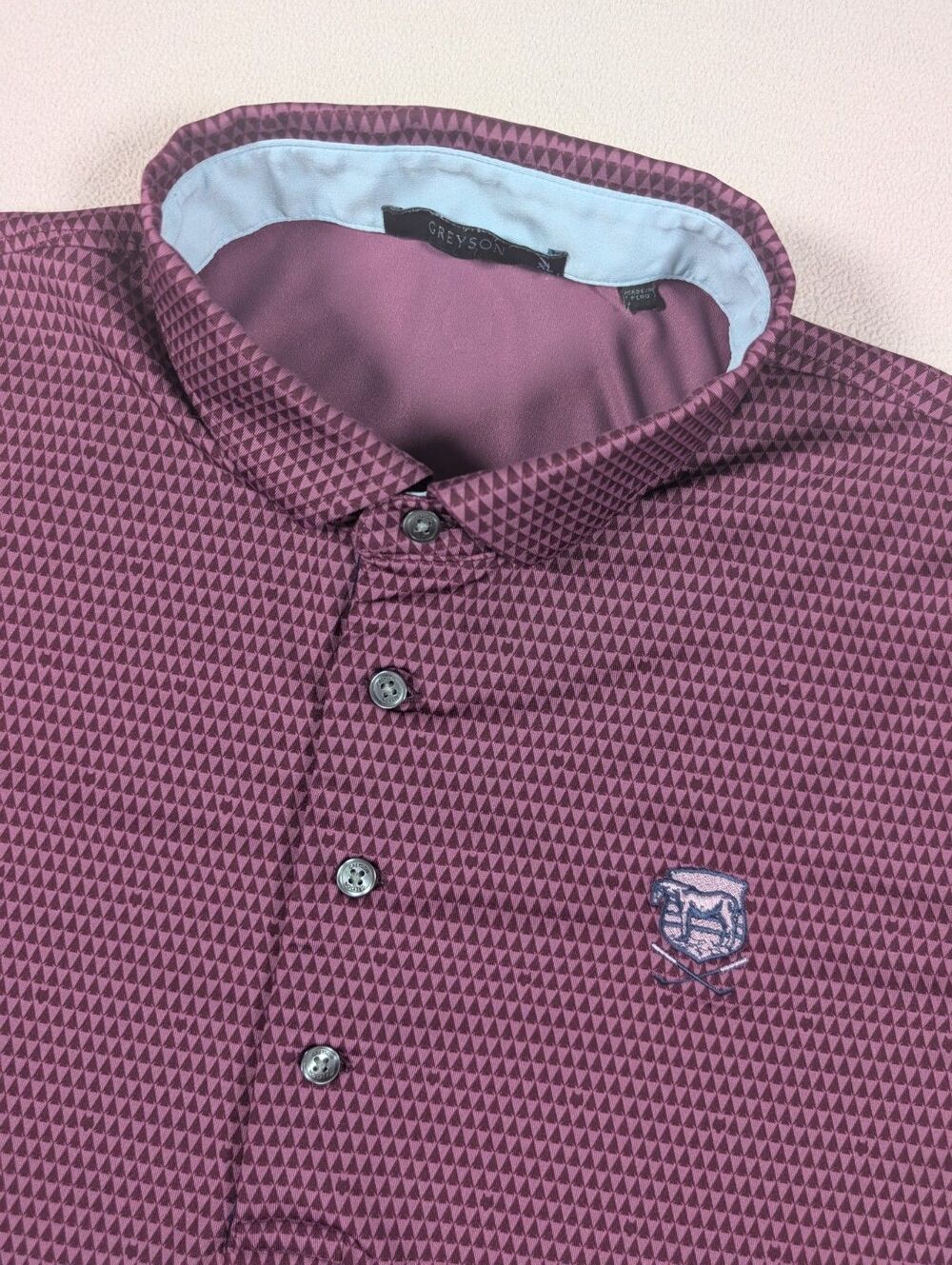 Greyson Polo Shirt Mens XL All Over Print Triangles Wolf Golf Performance